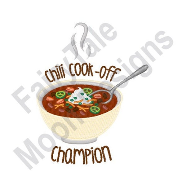 Chili Cook-Off Champion - Machine Embroidery Design, Chili Con Carne Dish Embroidery Pattern, Chilli Embroidery Design