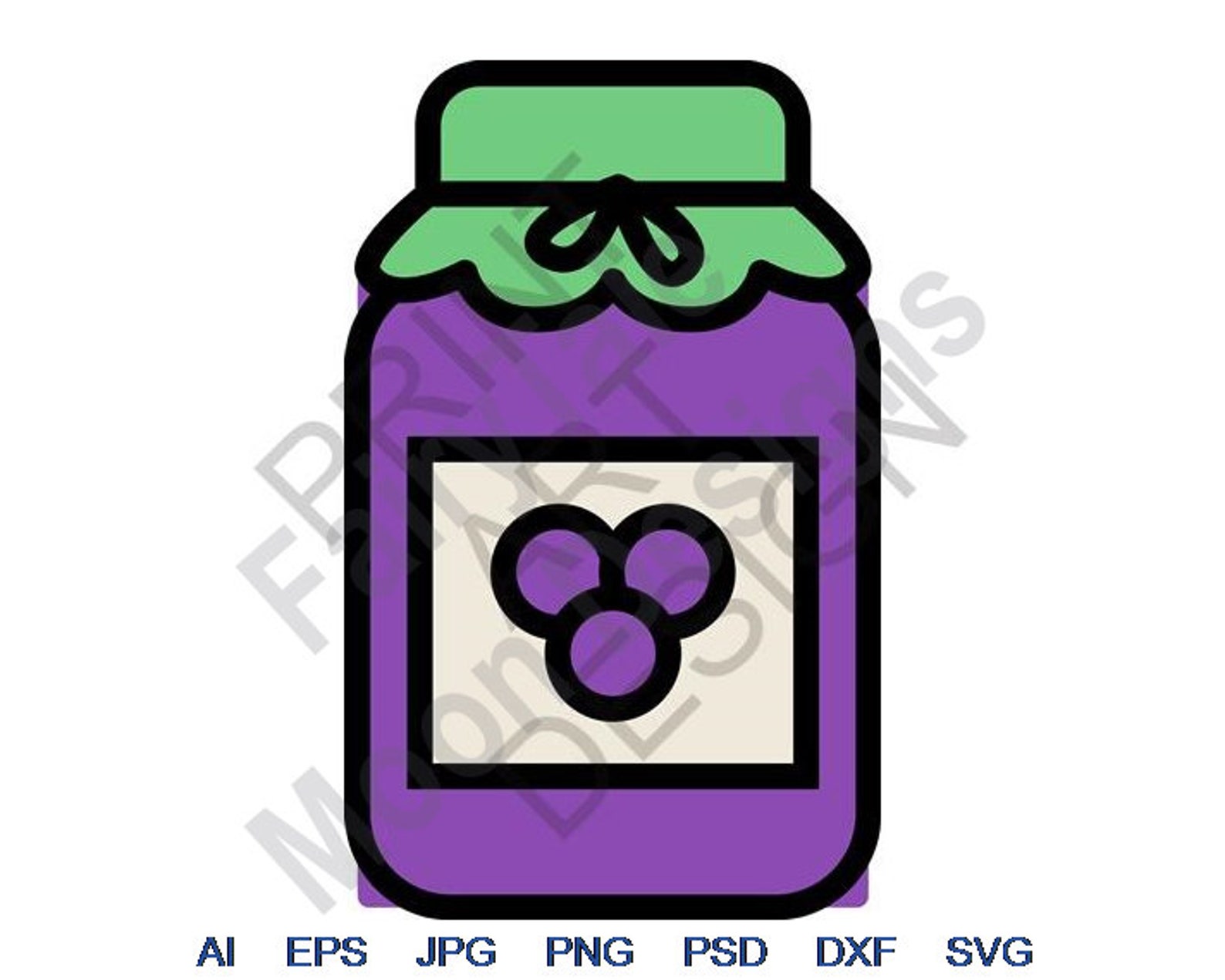 Jelly Jar Svg Dxf Eps Png Jpg Vector Art Clipart Cut Etsy