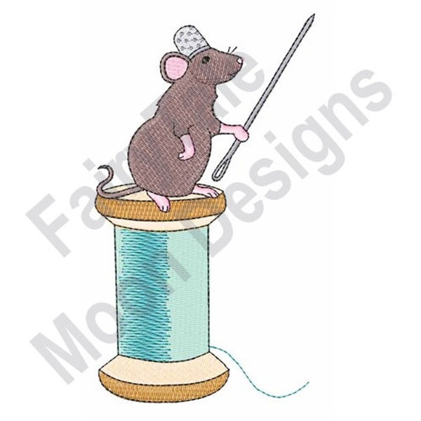 Sewing Mouse - Machine Embroidery Design, Thread Spool Embroidery Design, Sewing Needle Embroidery Pattern