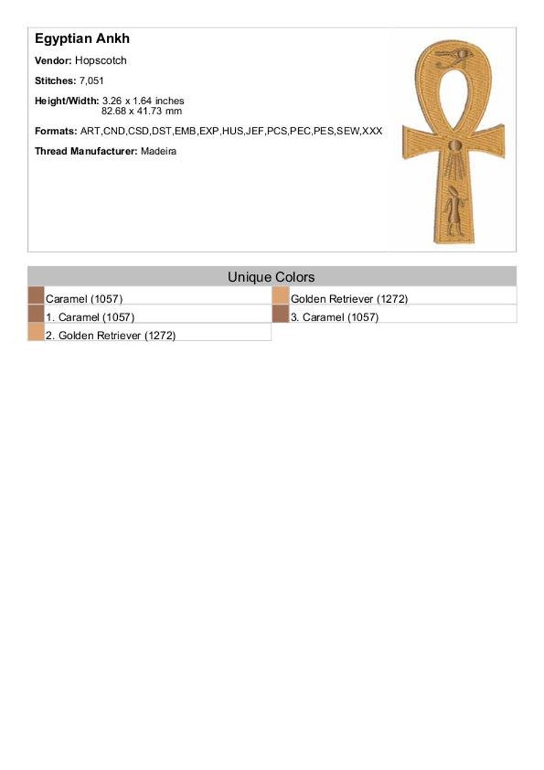 Egyptian Ankh Machine Embroidery Design Egyptian Art Etsy