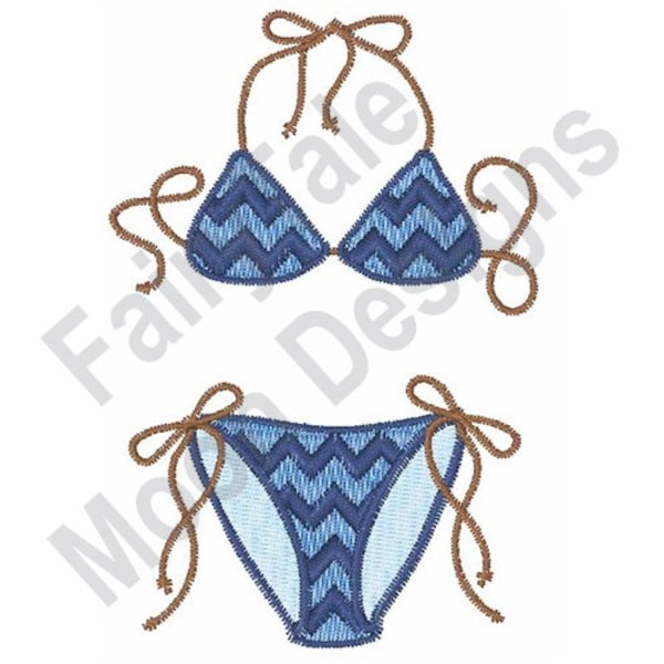 Blue Bikini - Machine Embroidery Design, Women's Bathing Suit Embroidery Pattern, Girl Swimsuit Embroidery Design