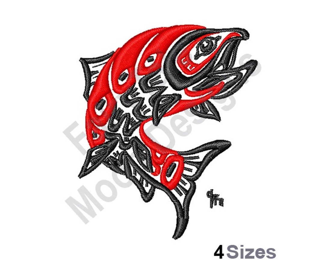 Tribal Fish Machine Embroidery Design, Tribal Fish Tattoo Embroidery