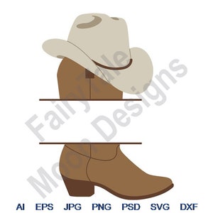 Cowboy Name Drop - Svg, Dxf, Eps, Png, Jpg, Vector Art, Clipart, Cut File, Cowboy Boot Svg, Cowboy Hat Svg, Cowboy Split Frame, Western Svg