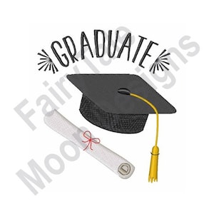 Diseño de bordado a máquina para graduados, patrón de bordado para birrete y diploma de graduación, diseño de bordado para título académico