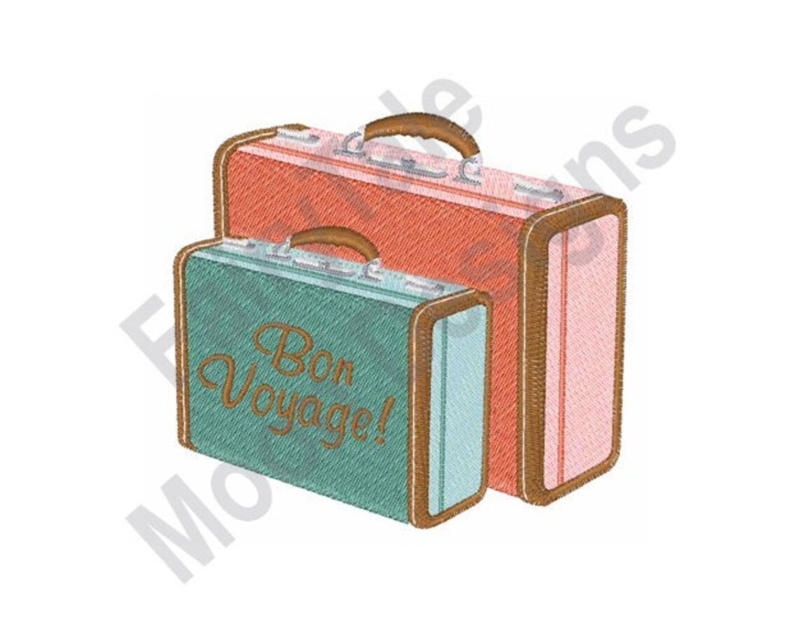 Bon Voyage Machine Embroidery Design Travel Suitcases Etsy