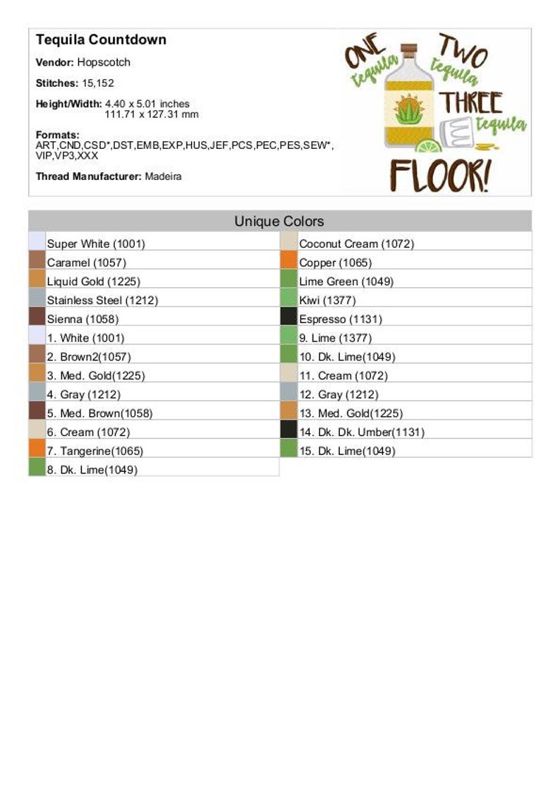 Tequila Countdown Machine Embroidery Design One Two Three - Etsy