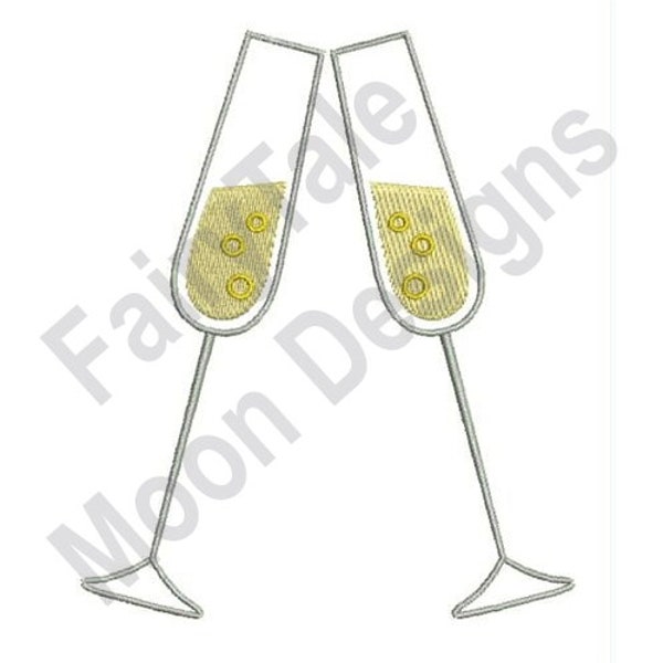 Champagne Toast - Machine Embroidery Design, Wedding Toast Embroidery Pattern, New Year's Champagne Toast Embroidery Design