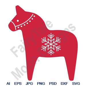 Dala Horse - Svg, Dxf, Eps, Png, Jpg, Vector Art, Clipart, Cut File, Dala Horse Svg, Swedish Dala Horse Svg, Dalecarlian Horse, Toy Horse