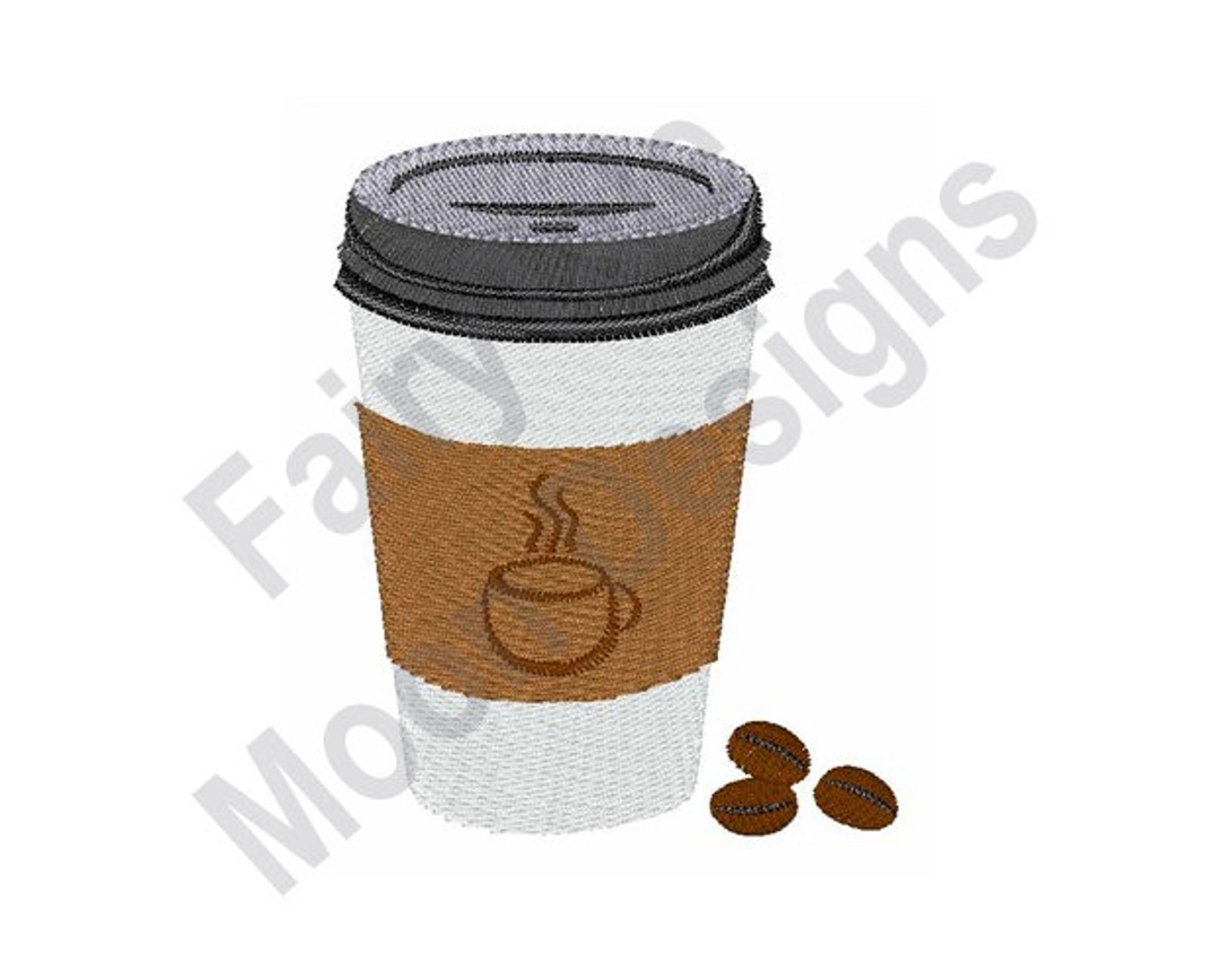 Hot Coffee Cup Machine Embroidery Design Coffee Beans Etsy