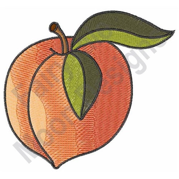 Ripe Peach - Machine Embroidery Design, Peach Embroidery Pattern, Ripe Fruit Embroidery Design, Sweet Peach Embroidery Design