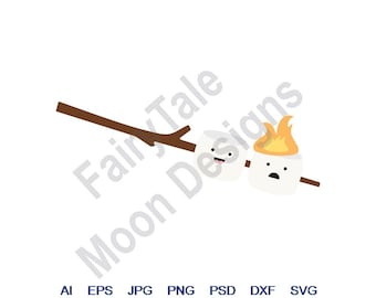 Marshmallow Roasting - Svg, Dxf, Eps, Png, Jpg, Vector Art, Clipart, Cut File, Campfire Marshmallow Svg, Toasted Marshmallow Svg, Smores Svg