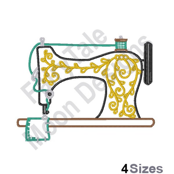 Sewing Machine Outline - Machine Embroidery Design, Vintage Treadle Sewing Machine Embroidery Pattern, Antique Sewing Machine Embroidery