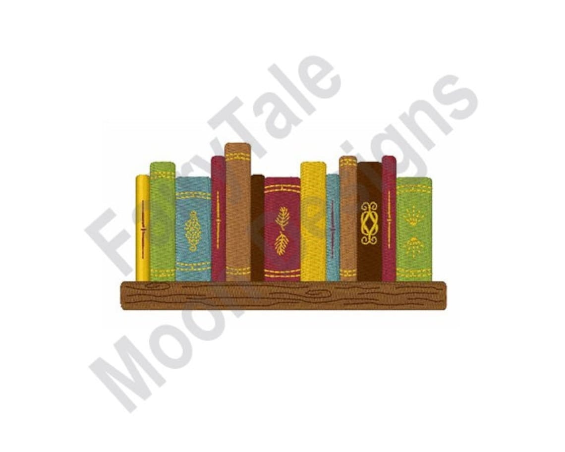 Books on Shelf Machine Embroidery Design Etsy