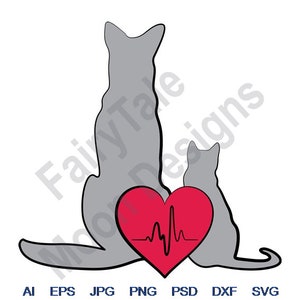 Veterinarian Logo - Svg, Dxf, Eps, Png, Jpg, Vector Art, Clipart, Cut File, Veterinary Svg, Dog Cat Vet Svg, Animal Heartbeat, Love My Pet