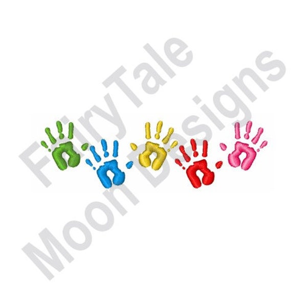 Children Hand Prints - Machine Embroidery Design, Colorful Handprints Embroidery Pattern, High Five Embroidery Design, Painted Hands Design