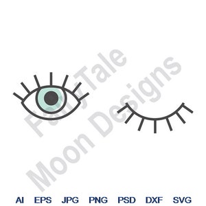 Eye Wink - Svg, Dxf, Eps, Png, Jpg, Vector Art, Clipart, Cut File, Eye Wink Svg, Human Eye Svg, Winking Eye Svg, Closed Eyelash Svg
