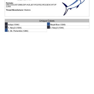 Marlin Machine Embroidery Design, Blue Marlin Outline Embroidery