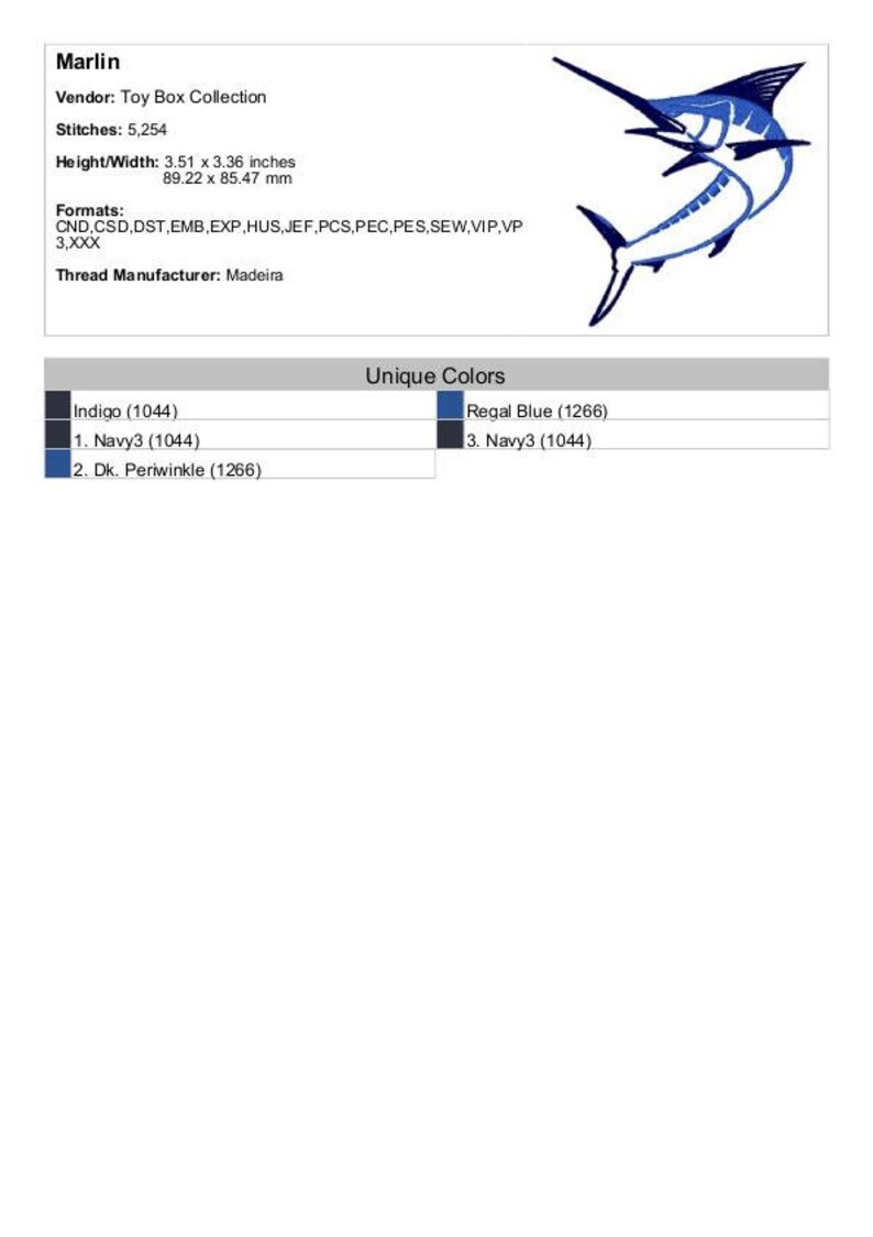 Blue Marlin Embroidery Bubble