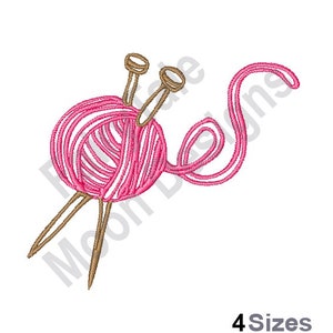 Knitting Outline - Machine Embroidery Design, Yarn Ball Outline Embroidery Pattern, Knitting Needles Embroidery Design