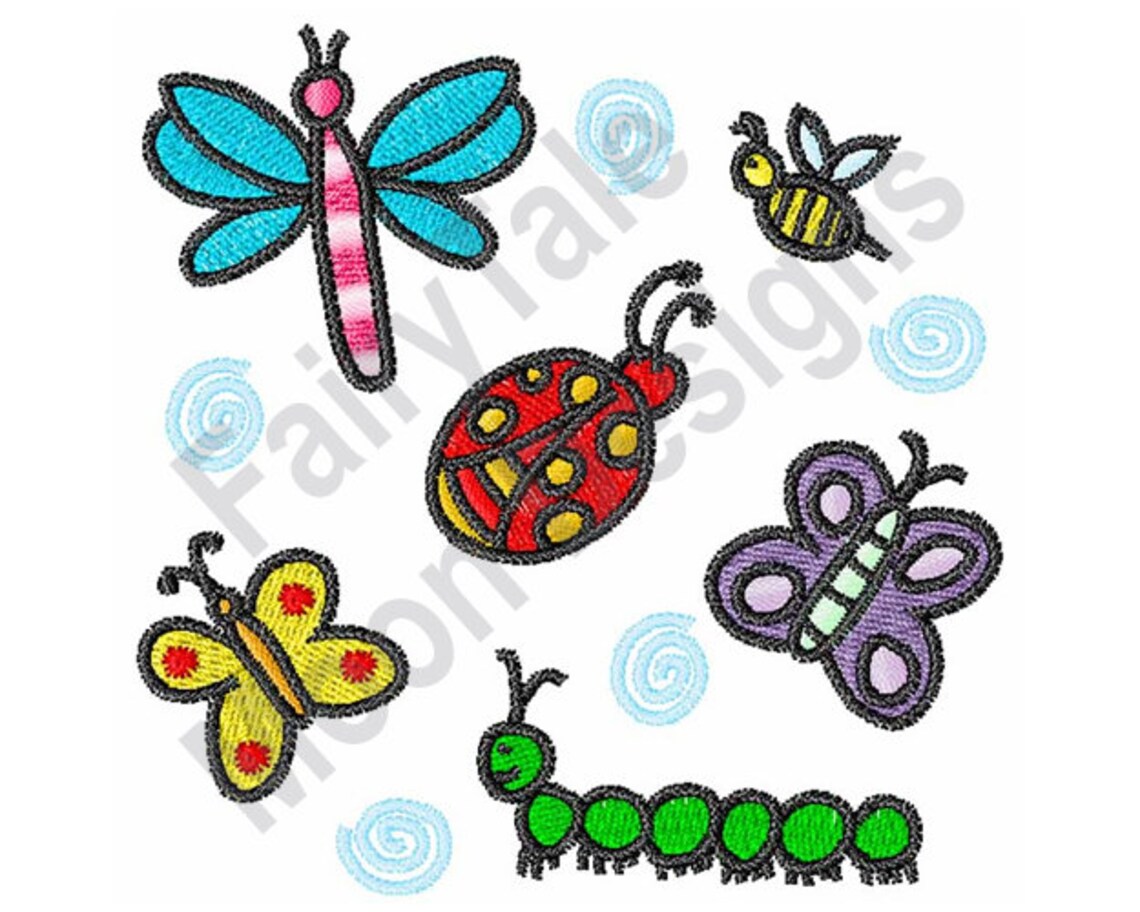 Colorful Insects Machine Embroidery Design Butterflies and Etsy