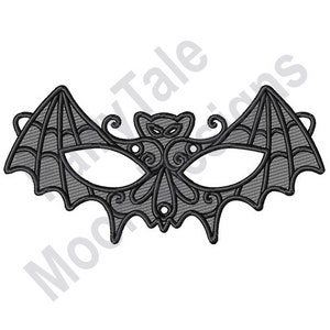 Halloween Fledermaus Maske - Maschinenstickerei, Freistehende Spitze Halloween Fledermaus Stickmuster, Halloween Maske FSL Stickdatei