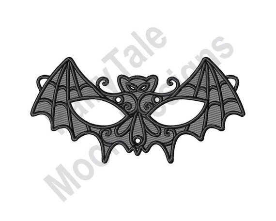 FSL Halloween Bat Mask - Machine Embroidery Design, Freestanding Lace Halloween Bat Embroidery Pattern, Halloween Mask FSL Embroidery Design
