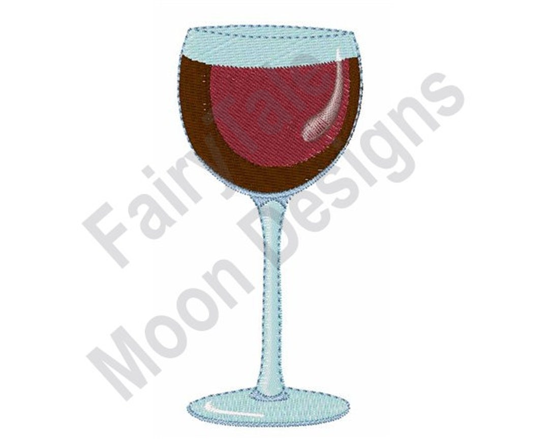 Red Wine Glass Machine Embroidery Design Red Wine Etsy
