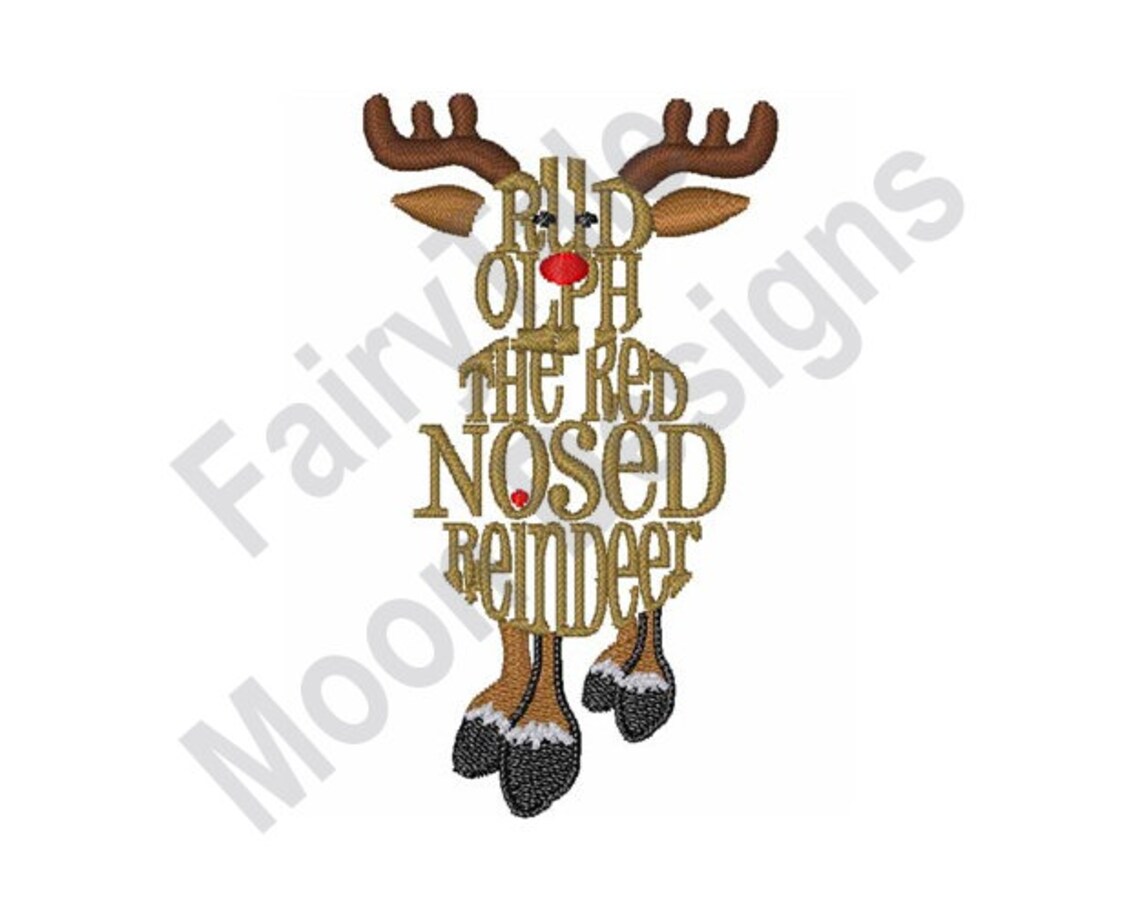 Rudolph Machine Embroidery Design Red Nosed Reindeer Etsy