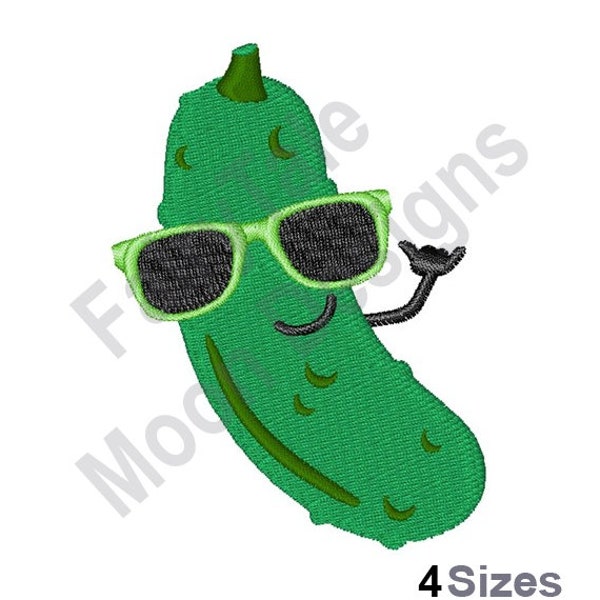 Cool Pickle - Machine Embroidery Design, Cucumber Embroidery Pattern, Funny Dill Pickle Embroidery Design, Humorous Green Pickle Design