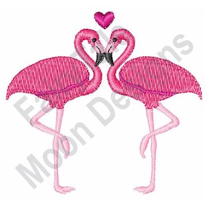 Flamingos - Machine Embroidery Design, Flamingo Love Embroidery Pattern, Valentine&#39;s Day Embroidery Design, Flamingo Lovers Couple Design