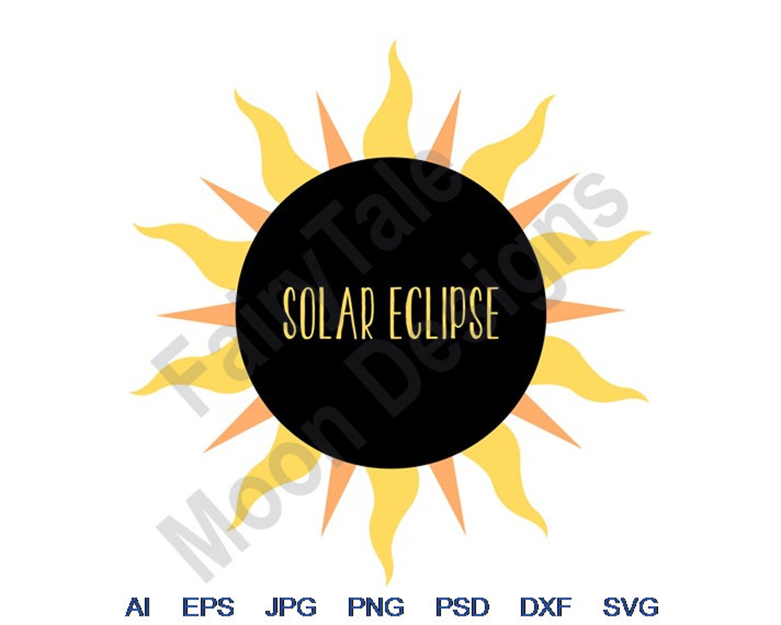 Solar Eclipse Svg Dxf Eps Png Jpg Vector Art Clipart Etsy
