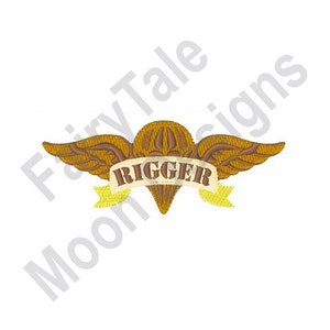 Rigger - Machine Embroidery Design, Parachute Rigger Badge Embroidery Pattern, Military Badge Embroidery Design, U.S. Army Design