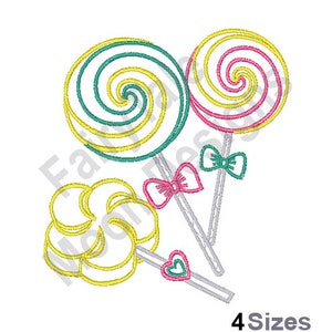 Lollipops Outline - Machine Embroidery Design, Sugar Candy Embroidery Pattern, Lolly, Sucker, Sticky Pop Embroidery