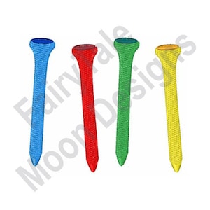 Colorful Tees - Machine Embroidery Design, Golf Tees Embroidery Pattern, Golfing Tees Embroidery Design