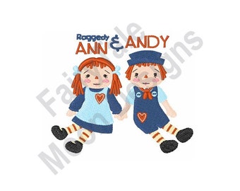 Raggedy Ann & Andy - Machine Embroidery Design, rag Dolls Design, Ragedy Ann Embroidery Pattern, Raggedy Andy Embroidery Design