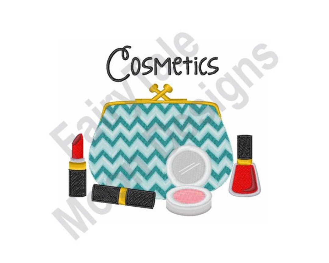Cosmetics Bag Machine Embroidery Design, Makeup Bag Embroidery Pattern