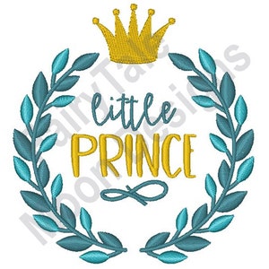 Little Prince - Machine Embroidery Design, Prince Charming Laurel Wreath Embroidery Pattern, Prince Crown Embroidery Design