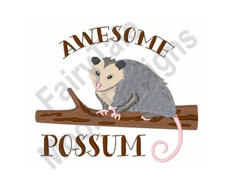 Impressionnant opossum - motif de broderie Machine, motif de broderie opossum, opossum sur motif de broderie branche d'arbre