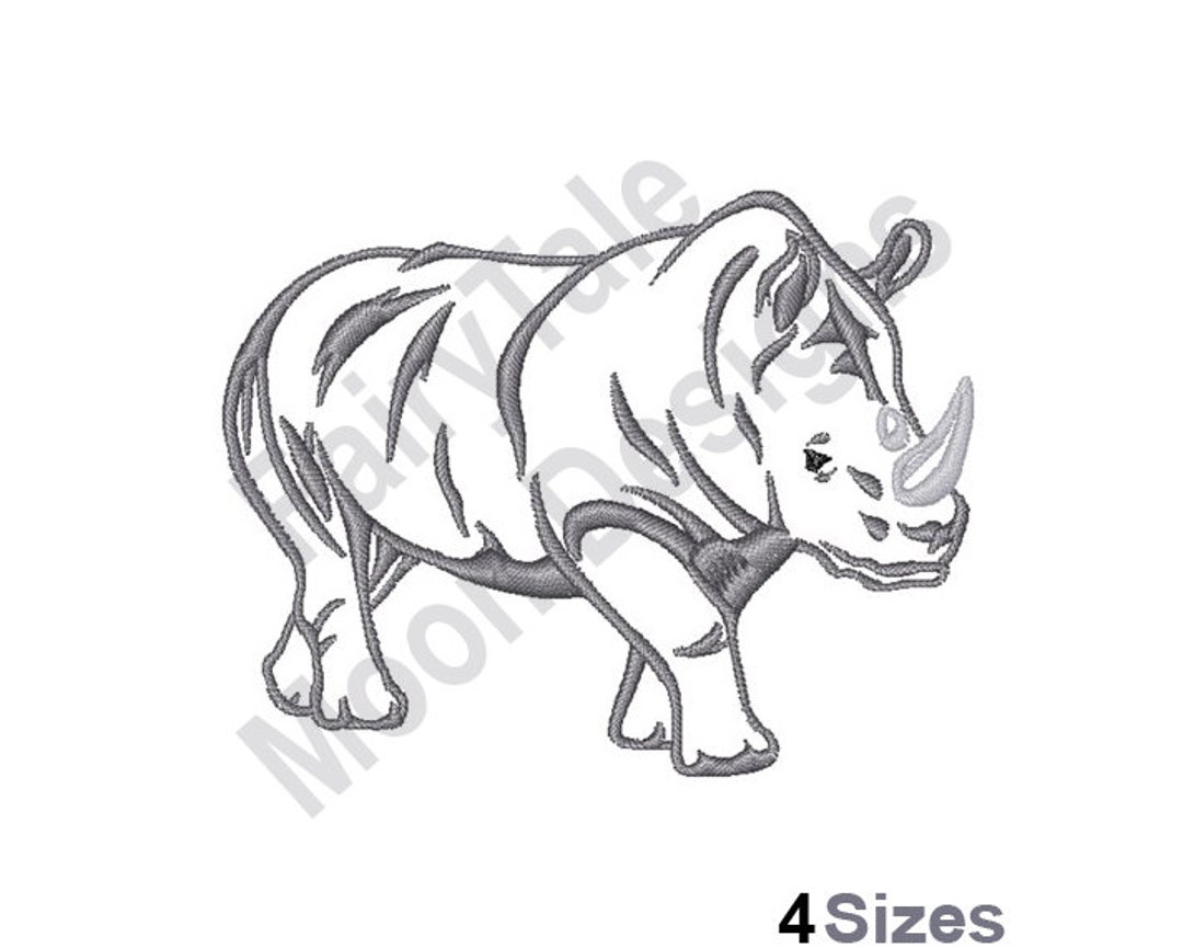 Rhino - Machine Embroidery Design, Rhinoceros Outline Embroidery Pattern, Rhino Embroidery ...