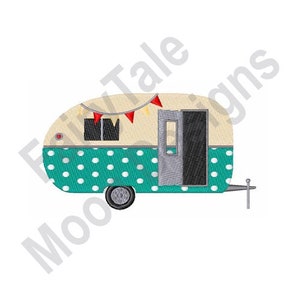 Retro Camper - Machine Embroidery Design, RV Camper Embroidery Pattern, Camping Embroidery Design, Travel Trailer Embroidery Pattern