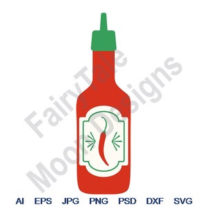 Hot Pepper Sauce - Svg, Dxf, Eps, Png, Jpg, Vector Art, Clipart, Cut File, Red Pepper Sauce, Hot Sauce Bottle Svg, Chili Sauce, Spicy Sauce