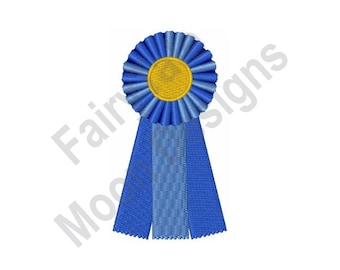 Blue Ribbon - Machine Embroidery Design, Horse Show Rosette Design, 1st Place Award Embroidery Pattern, Award Ribbon Embroidery Design