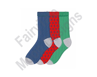 Socks - Machine Embroidery Design, Colored Socks Embroidery Pattern