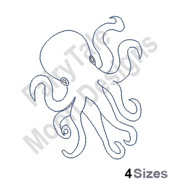 Octopus Outline - Machine Embroidery Design, Baby Octopus Embroidery Pattern