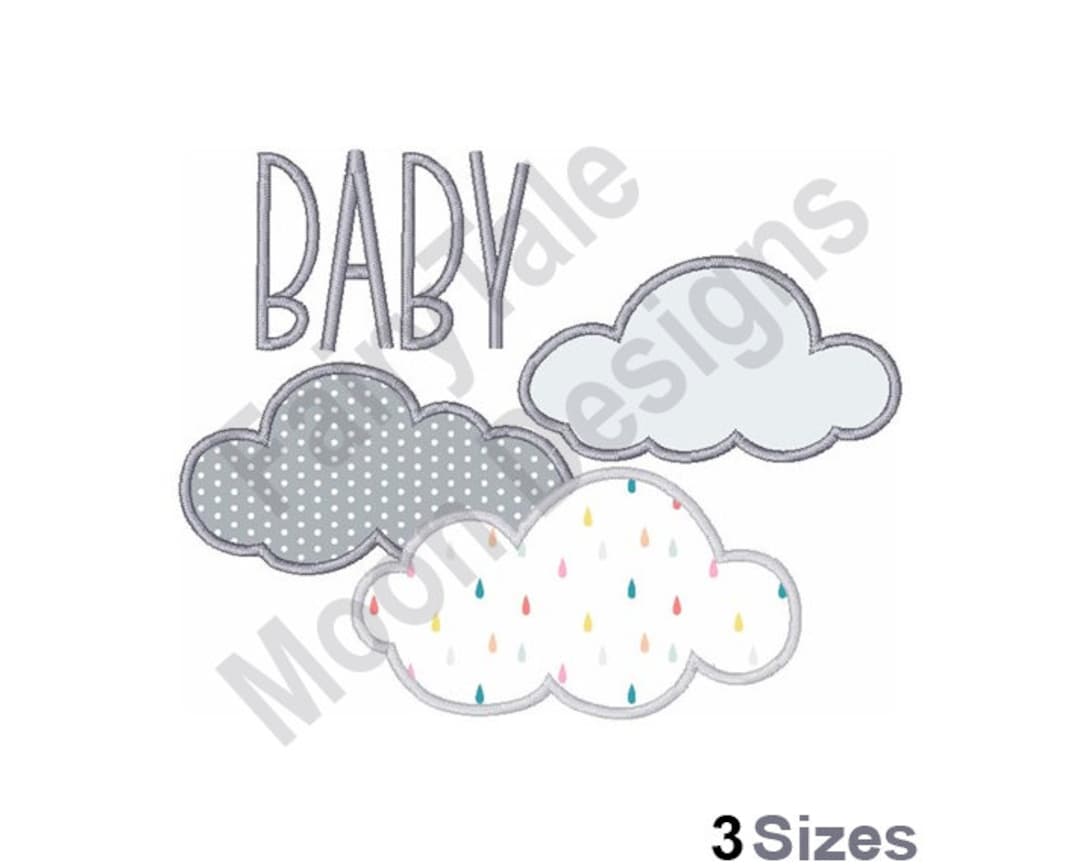 Baby Clouds Applique Machine Embroidery Design Clouds Etsy