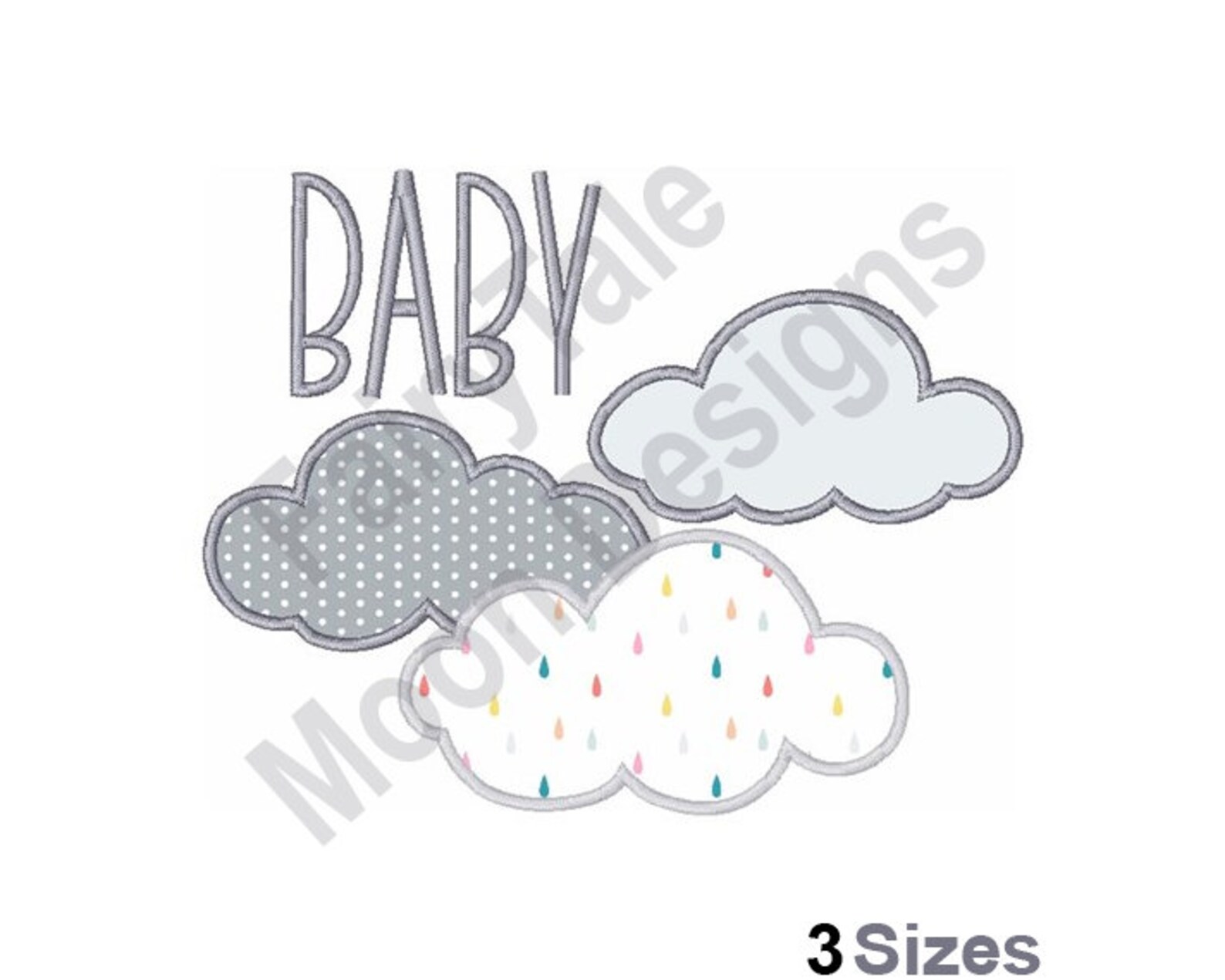 Baby Clouds Applique Machine Embroidery Design Clouds Etsy