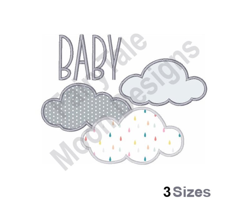 Baby Clouds Applique Machine Embroidery Design Clouds Etsy