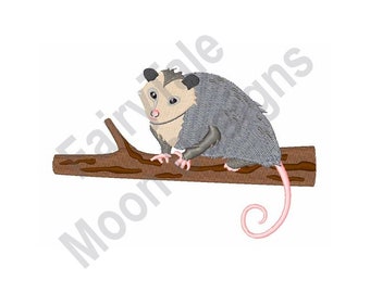 Opossum sur une branche - motif de broderie Machine, motif de broderie Opossum