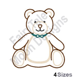 Teddy Bear Outline - Machine Embroidery Design, Sitting Teddy Bear Embroidery Pattern, Baby Bear Outline Embroidery Design
