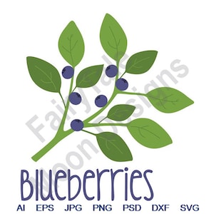 Blueberries - Svg, Dxf, Eps, Png, Jpg, Vector Art, Clipart, Cut File, Wild Blueberry Svg, Blueberry Leaf Svg, Wild Fruit, Fresh Fruit Svg